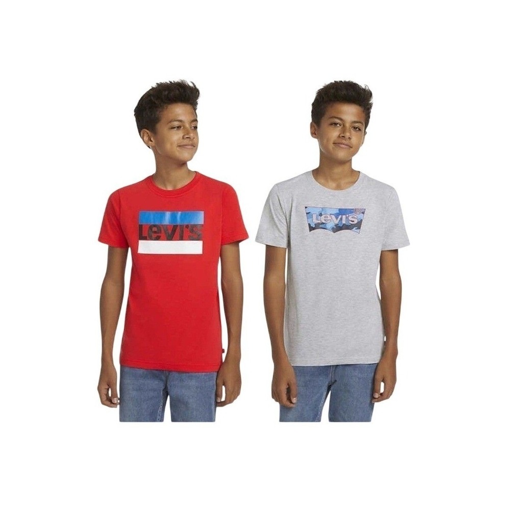 Levi's Youth 2 Pack‎ T Shirts Red Gray Size XL 18 20 Graphic Logo Cotton Blend